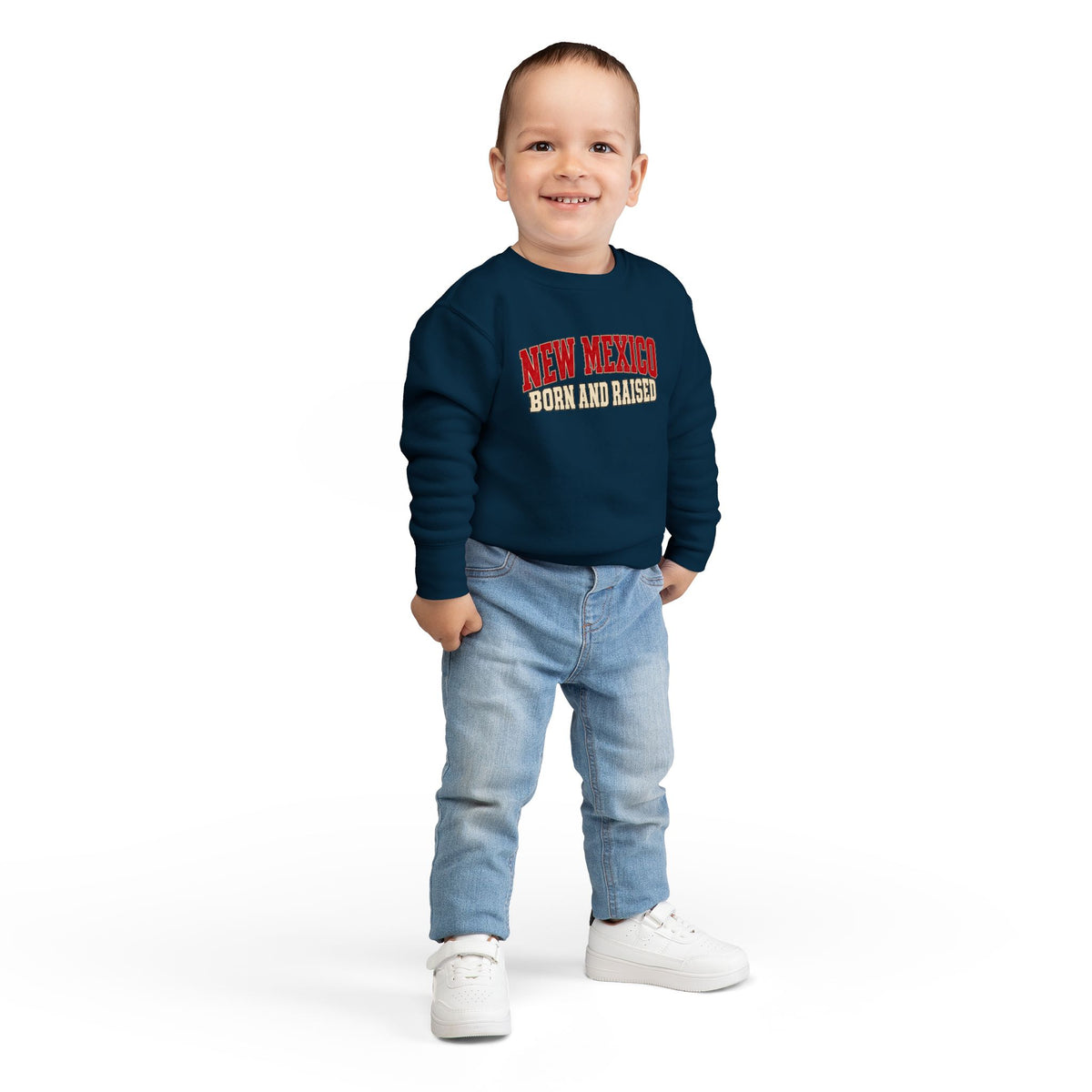 New Mexico Born and Raised Retro Collegiate Unisex Toddler Sweatshirt