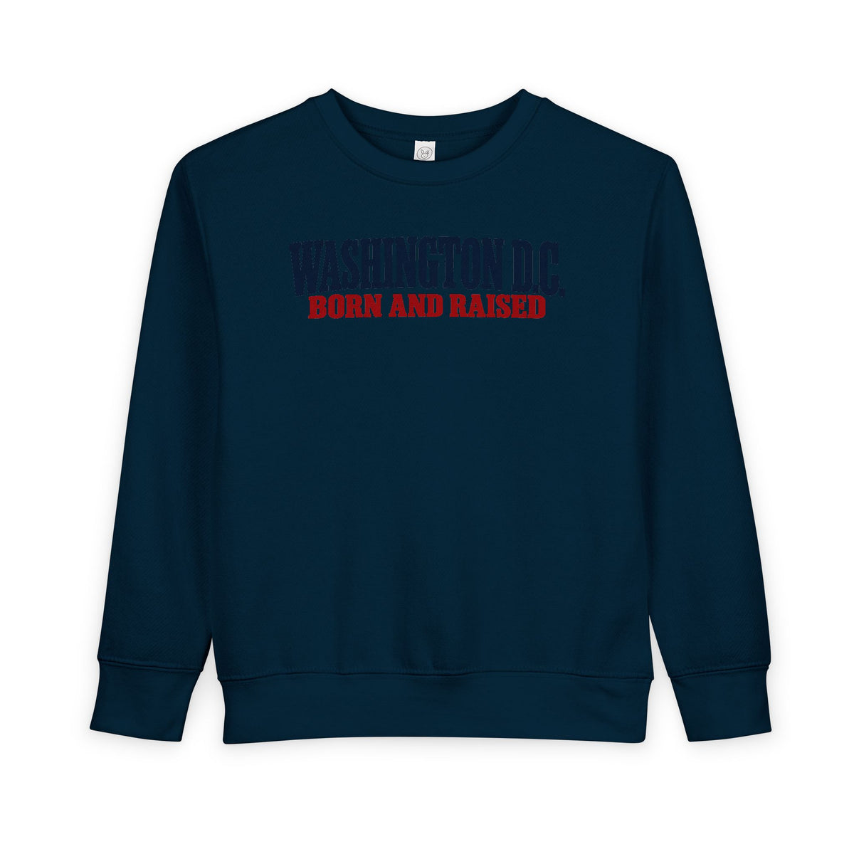 Washington DC Born and Raised Heritage Serif Unisex Toddler Sweatshirt