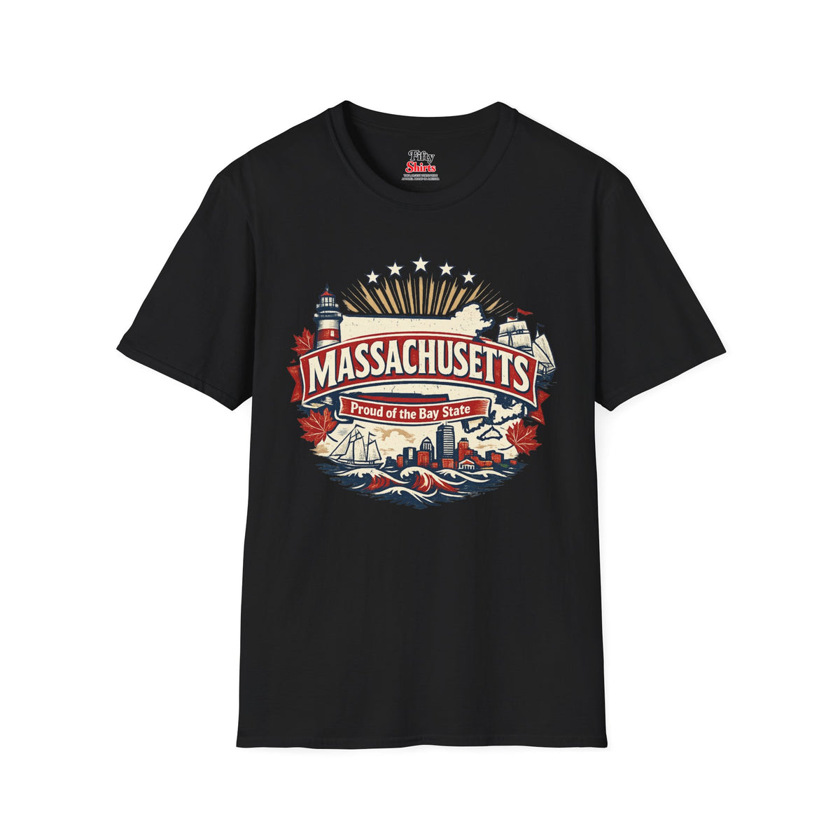 Massachusetts State Pride Unisex Softstyle T Shirt State Pride Graphic Tee Collections FS03