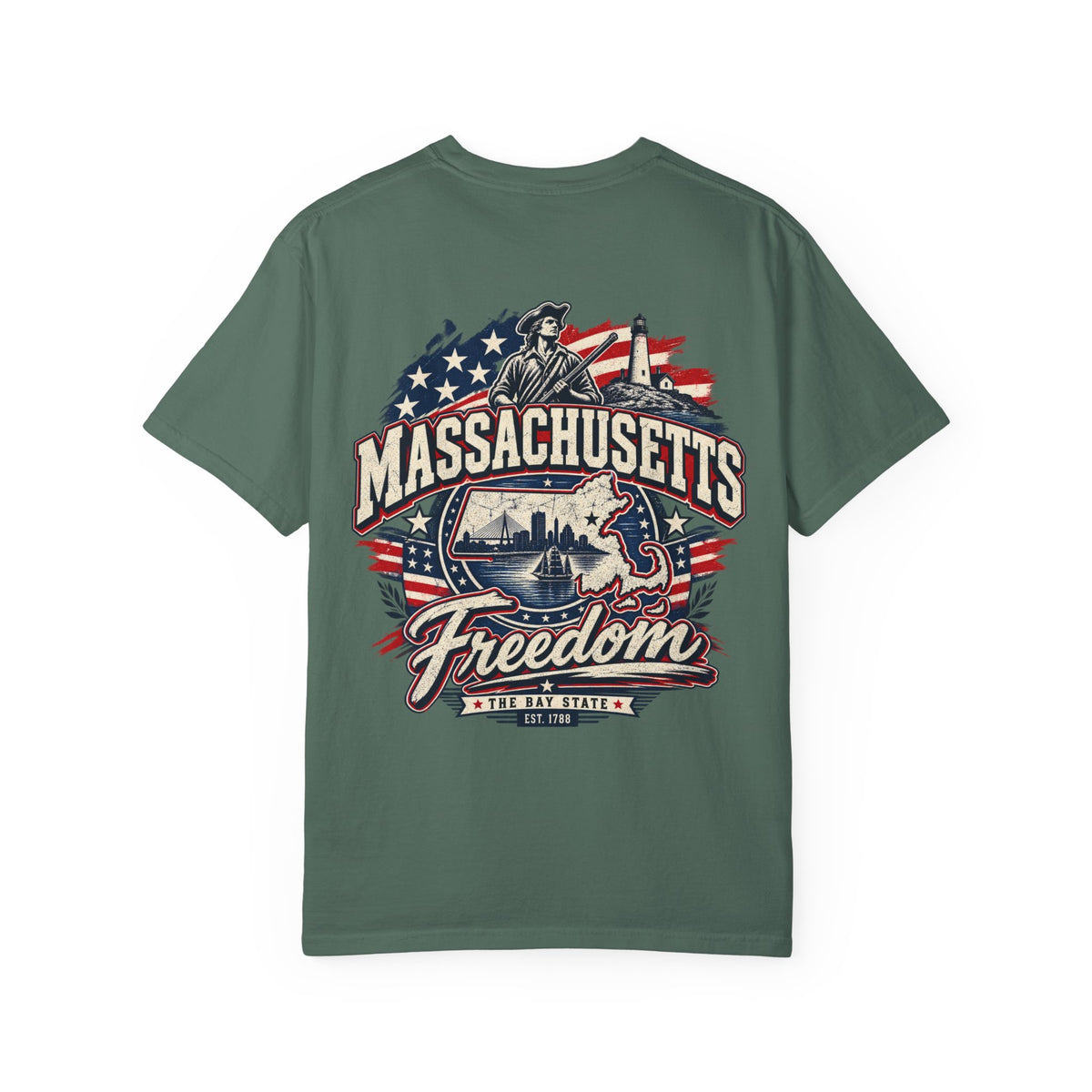 Massachusetts Freedom Unisex Comfort Color 1717 Streetwear Graphic Tee