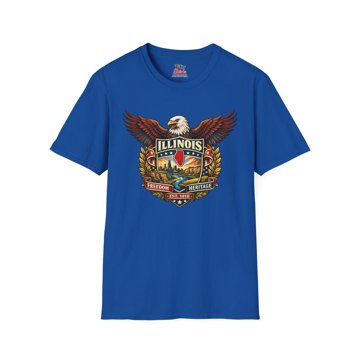 Illinois Americana Eagle Unisex Softstyle T Shirt State Pride Graphic Tee Collections FS03