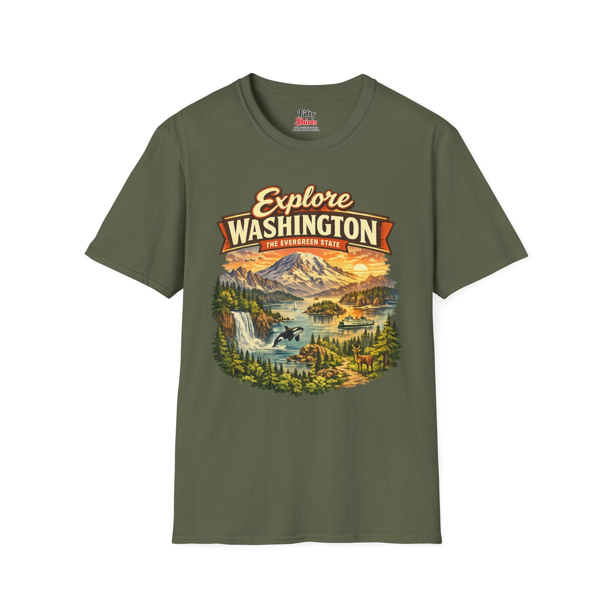 Explore Washington Unisex Softstyle T Shirt State Pride Graphic Tee Collections FS03