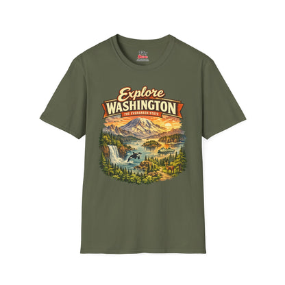 Explore Washington Unisex Softstyle T Shirt State Pride Graphic Tee Collections FS03
