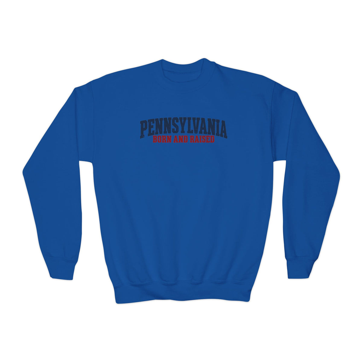 Pennsylvania Born and Raised Minimal Heritage Unisex Youth Crewneck Sweatshirt Graphic