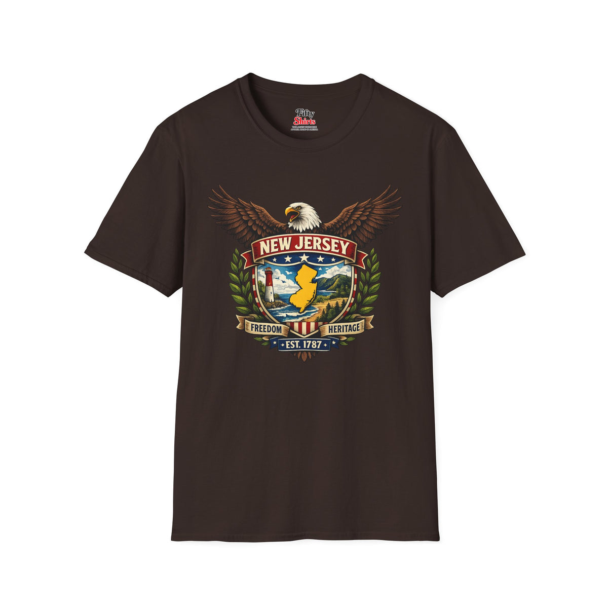 New Jersey Americana Eagle Unisex Softstyle T Shirt State Pride Graphic Tee Collections FS03