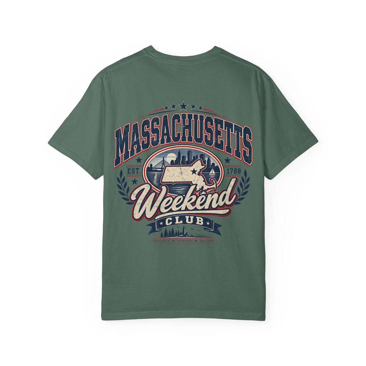 Massachusetts Weekend Club Unisex Comfort Color 1717 Streetwear Graphic Tee
