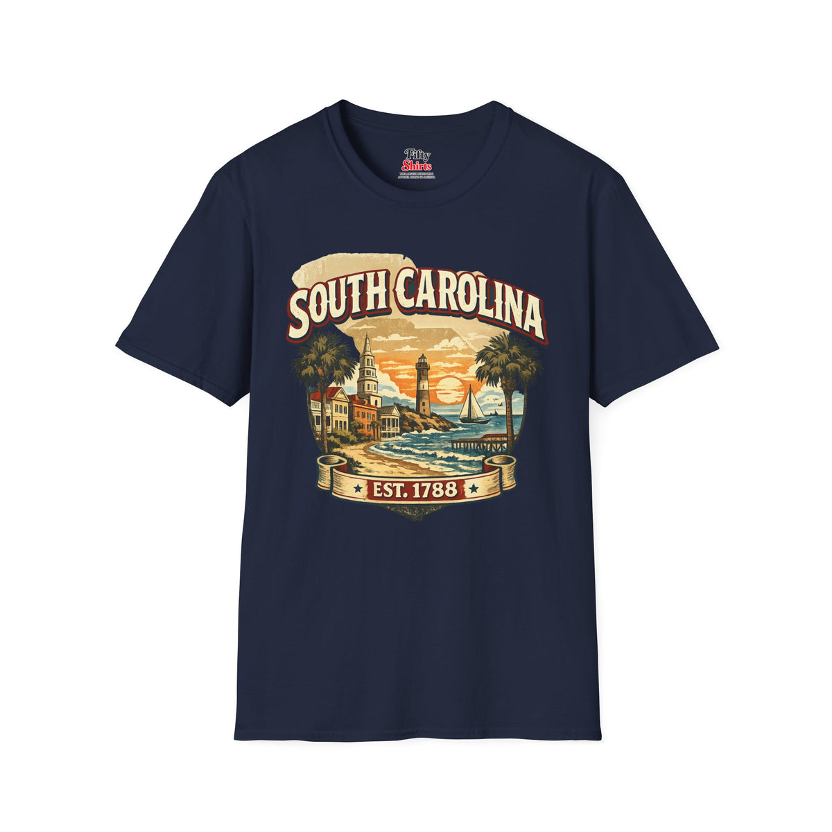 Vintage South Carolina Heritage Unisex Softstyle T Shirt State Pride Graphic Tee Collections FS03