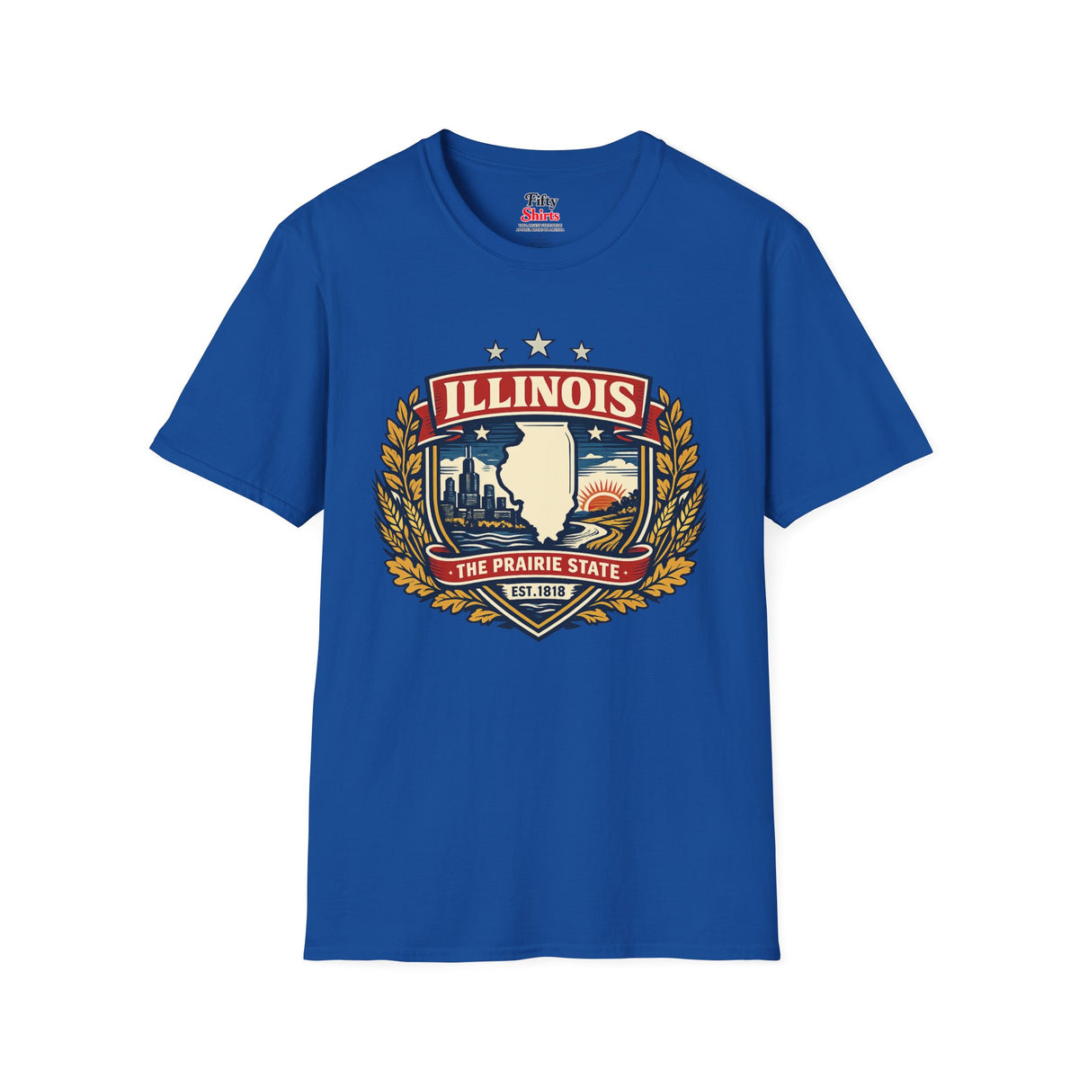 Illinois Heritage Badge Unisex Softstyle T Shirt State Pride Graphic Tee Collections FS03