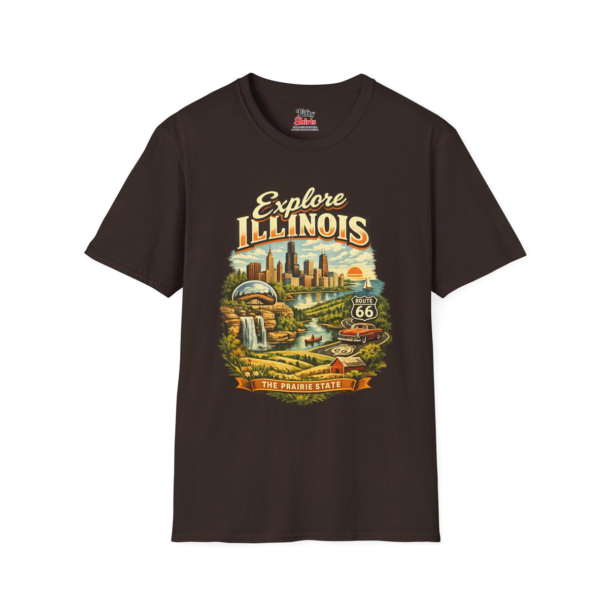 Explore Illinois Unisex Softstyle T Shirt State Pride Graphic Tee Collections FS03