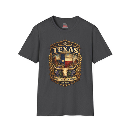 Texas Heritage Badge Unisex Softstyle T Shirt State Pride Graphic Tee Collections FS03