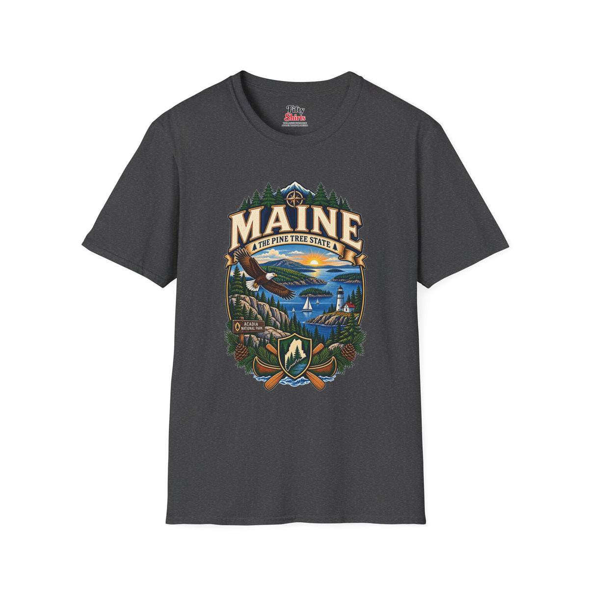 Pine Tree State Adventure Unisex Softstyle T Shirt State Pride Graphic Tee Collections FS03