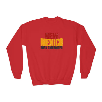 New Mexico Born and Raised Bold Streetwear Unisex Youth Crewneck Sweatshirt Graphic
