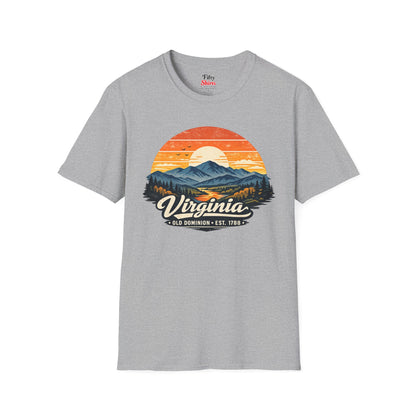 Virginia Mountain Sunset Unisex Softstyle T Shirt State Pride Graphic Tee Collections FS03