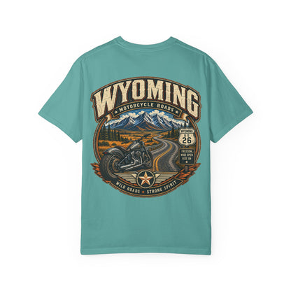 Wyoming Motorcycle Roads Unisex Comfort Color 1717 Streetwear Graphic Tee