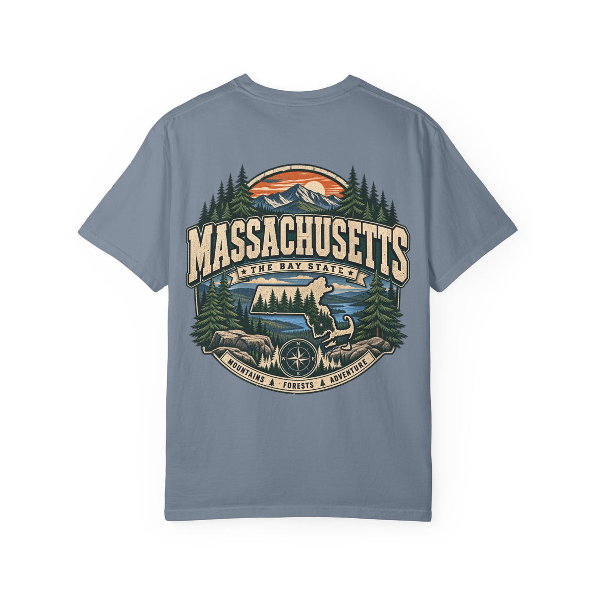 Massachusetts Mountain & Forest Unisex Comfort Color 1717 Streetwear Graphic Tee
