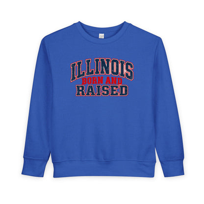 Illinois Born and Raised Vintage Collegiate Unisex Toddler Sweatshirt
