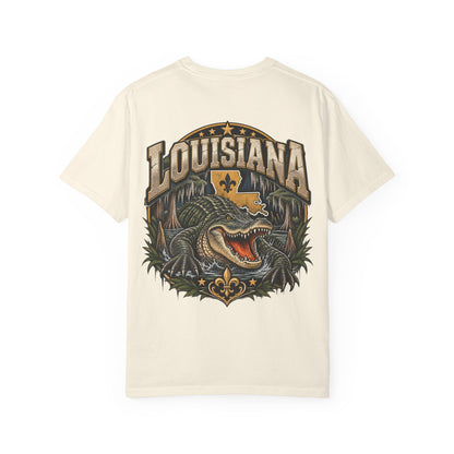 Louisiana Gator Emblem Unisex Comfort Color 1717 Streetwear Graphic Tee
