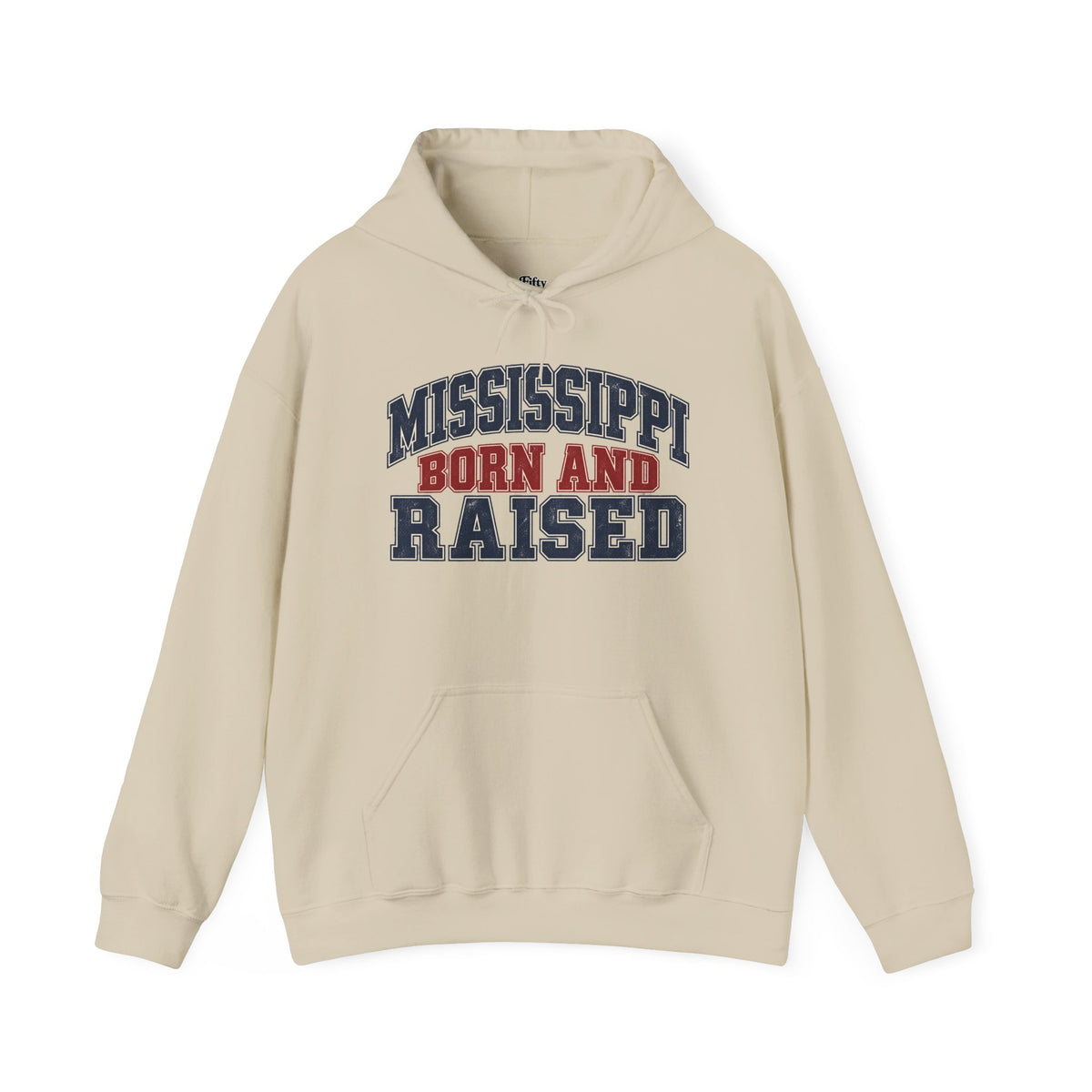 Mississippi Born and Raised Unisex Hoodie State Name Graphic