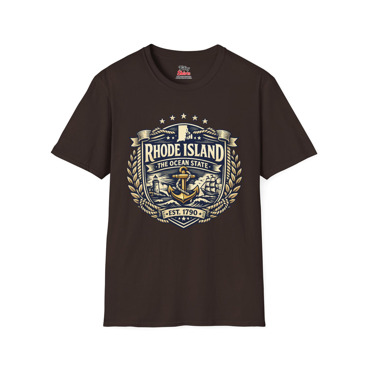 Rhode Island Heritage Badge Unisex Softstyle T Shirt State Pride Graphic Tee Collections FS03
