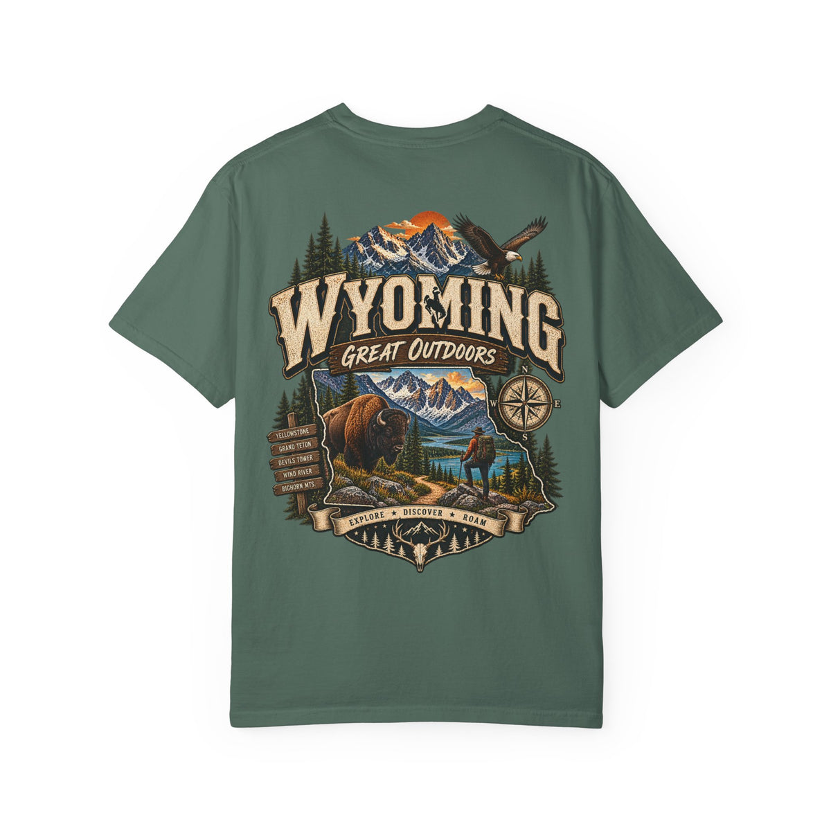 Wyoming Great Outdoors Unisex Comfort Color 1717 Streetwear Graphic Tee