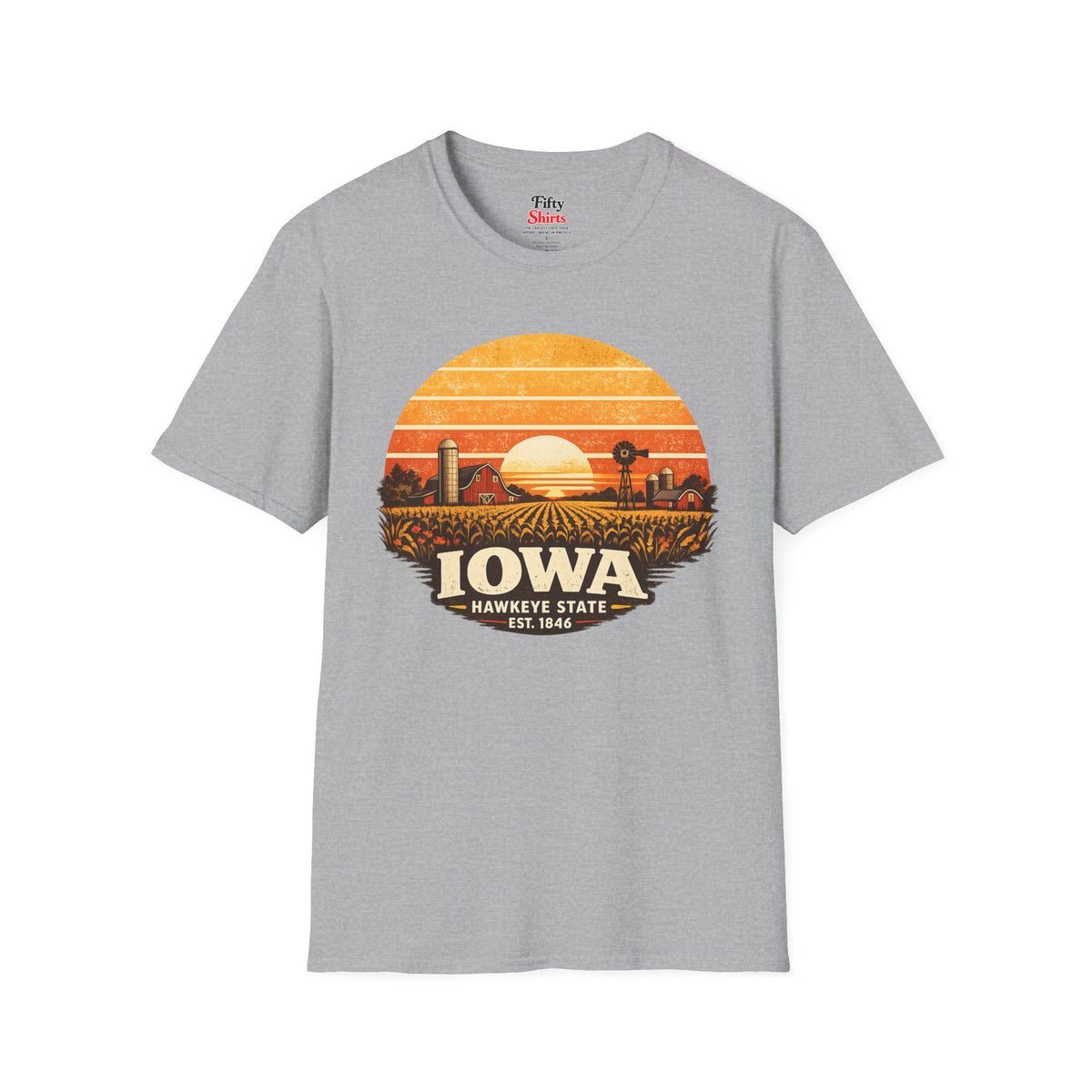 Iowa Prairie Sunset Unisex Softstyle T Shirt State Pride Graphic Tee Collections FS03
