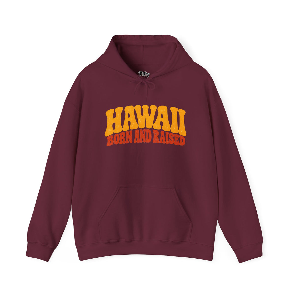Hawaii Born and Raised Retro 1970s Unisex Hoodie Graphic