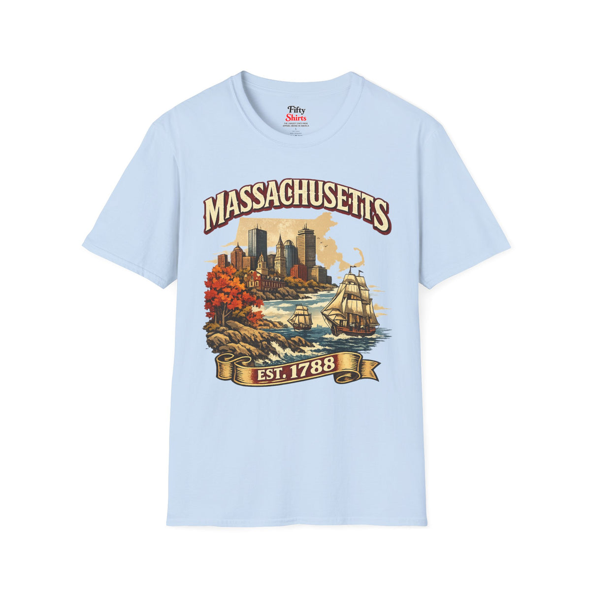 Vintage Massachusetts Heritage Unisex Softstyle T Shirt State Pride Graphic Tee Collections FS03