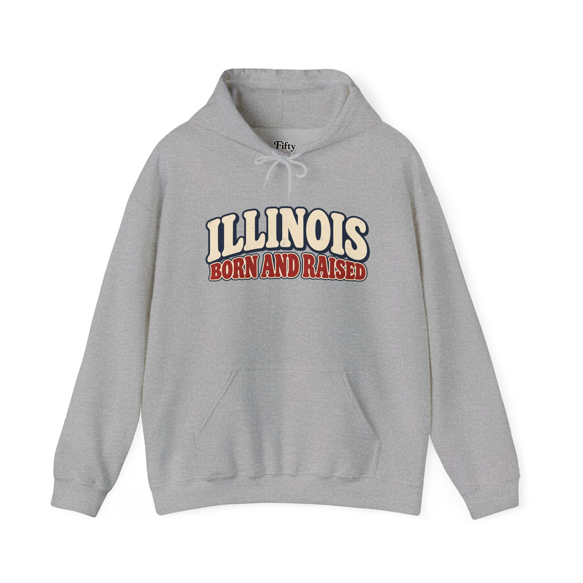 Illinois Born and Raised Retro 1970s Unisex Hoodie Graphic