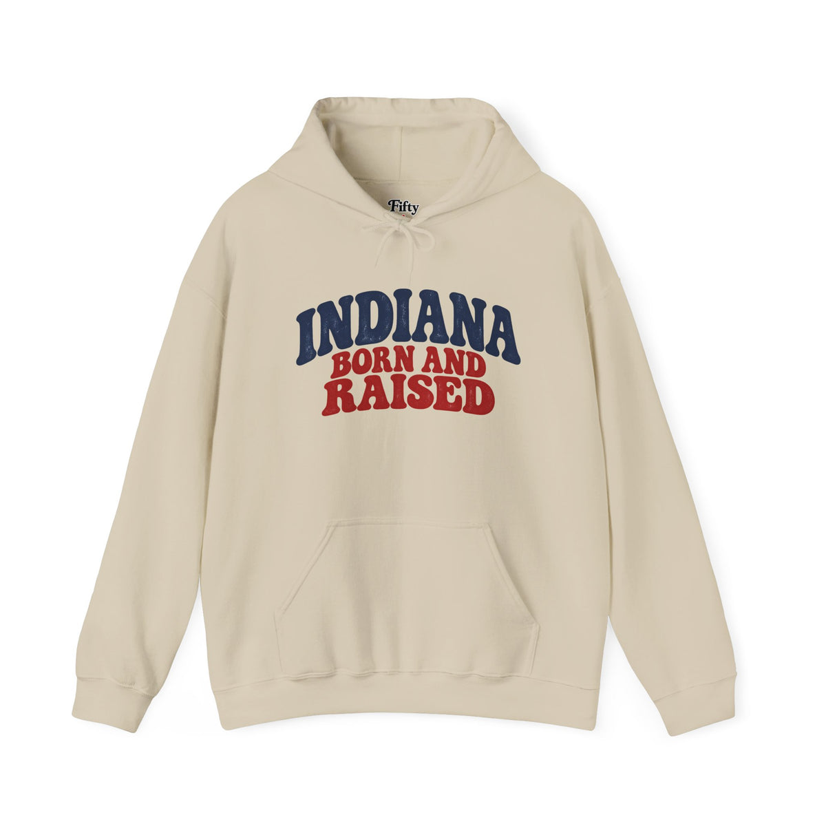 Indiana Born and Raised Retro 1970s Unisex Hoodie Graphic