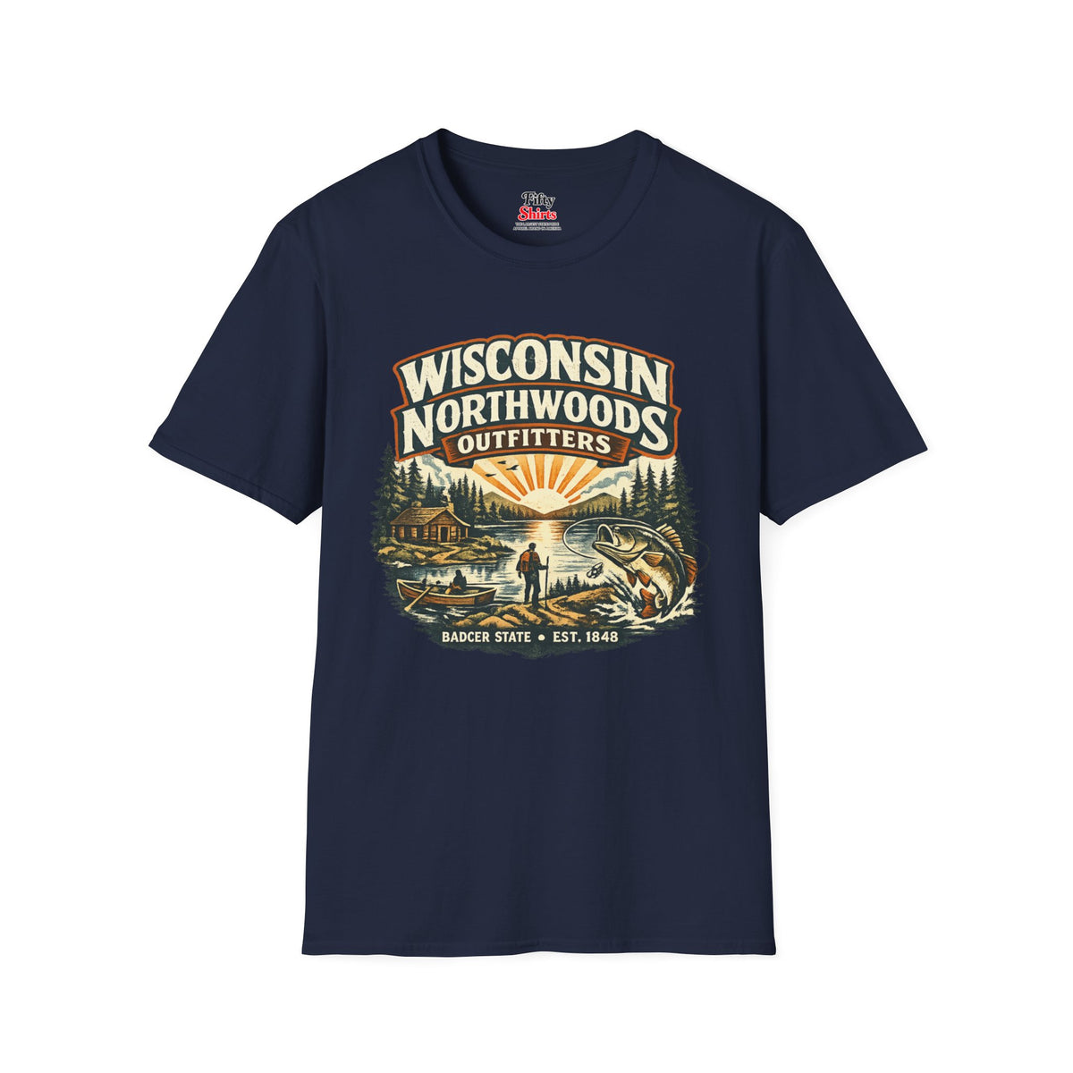Wisconsin Northwoods Outfitters Unisex Softstyle T Shirt State Pride Graphic Tee Collections FS03