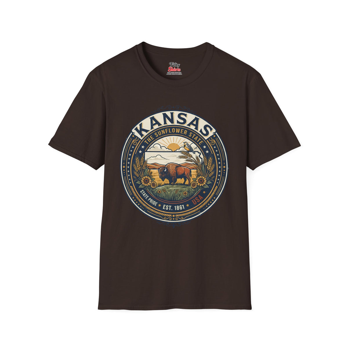 Kansas State Pride Emblem Unisex Softstyle T Shirt State Pride Graphic Tee Collections FS03