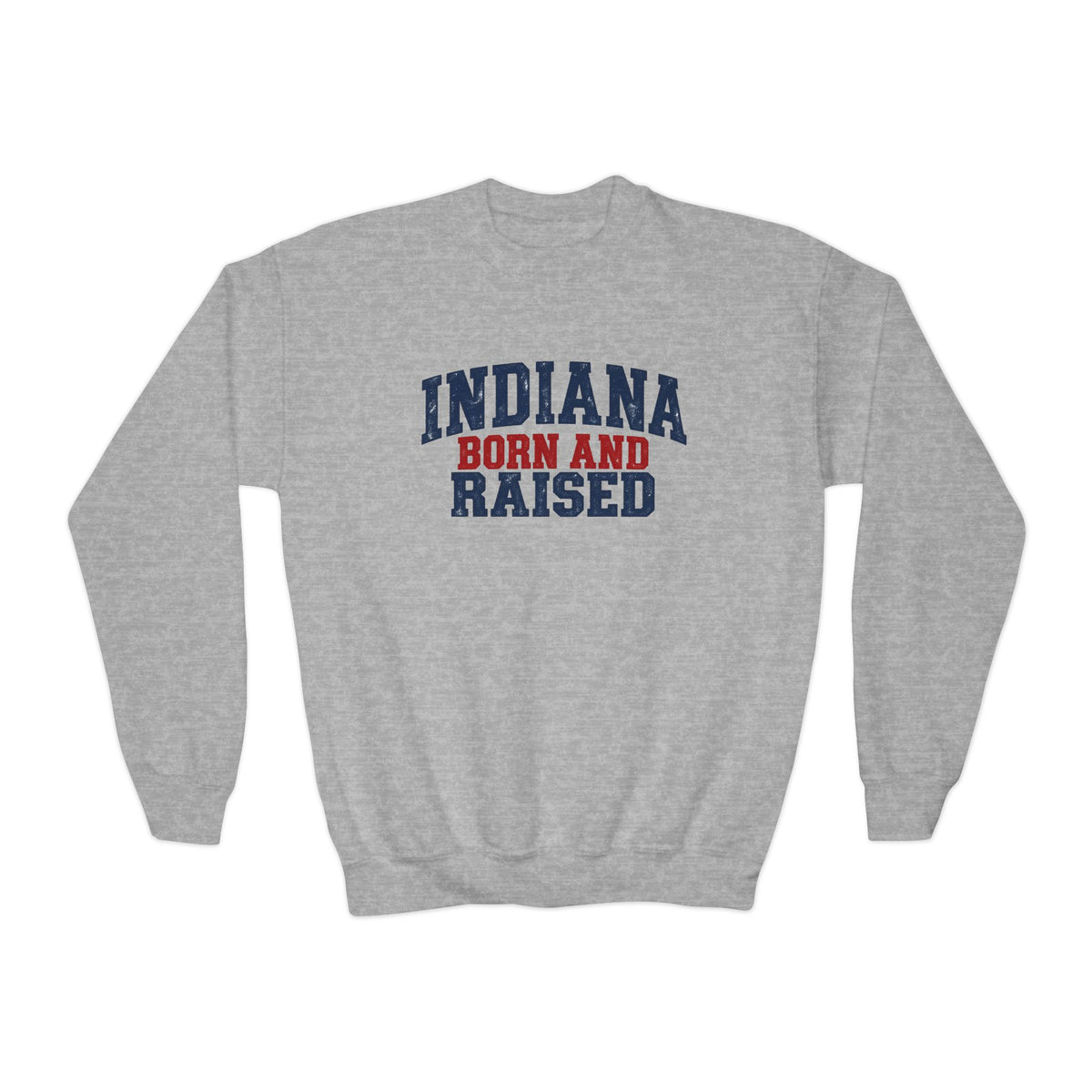 Indiana Born and Raised Classic Heritage Unisex Youth Crewneck Sweatshirt Graphic