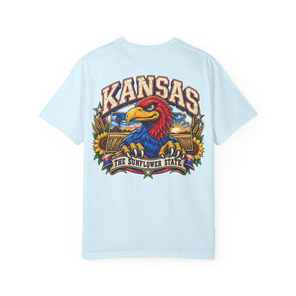 Kansas Jayhawk Emblem Unisex Comfort Color 1717 Streetwear Graphic Tee