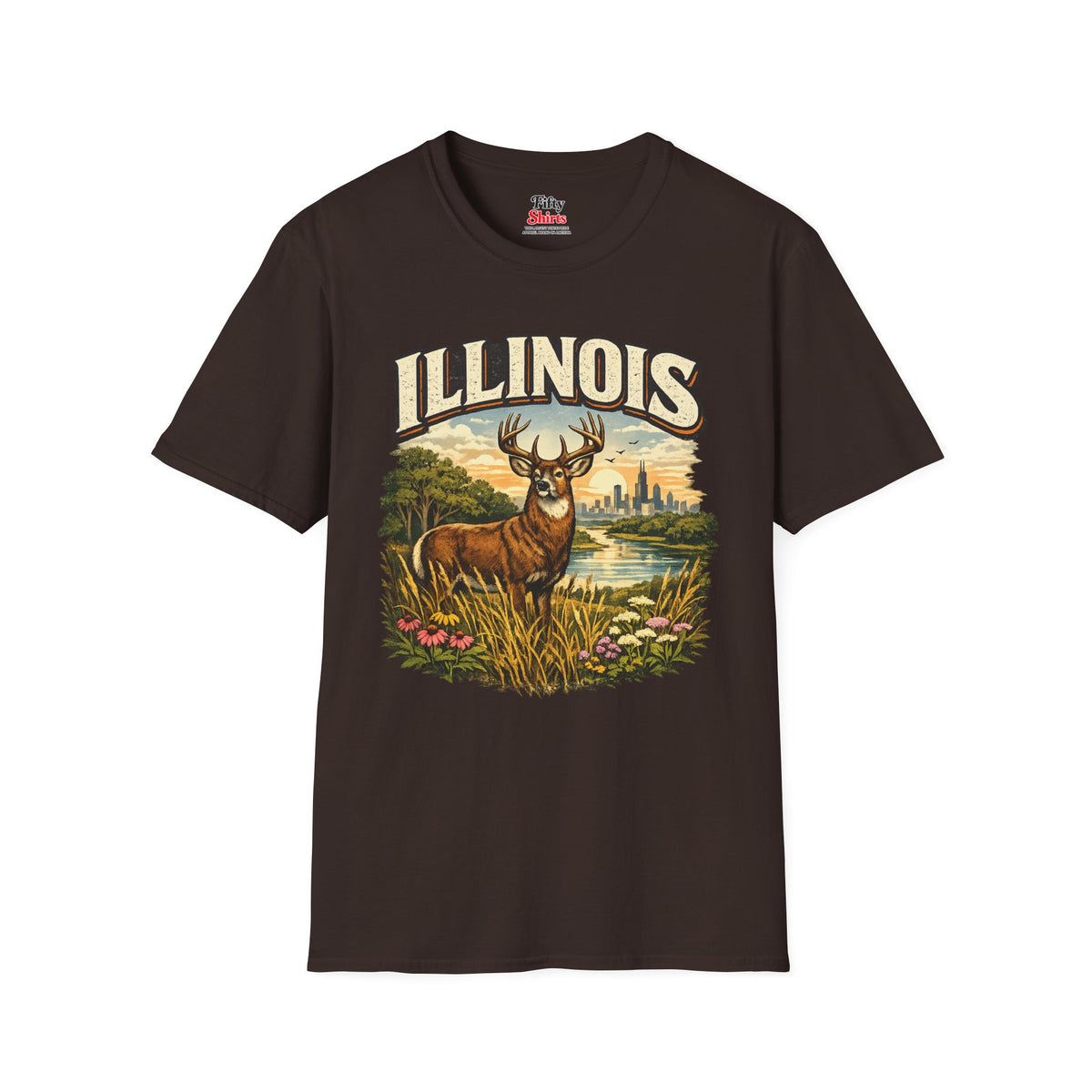 Illinois Wildlife Unisex Softstyle T Shirt State Pride Graphic Tee Collections FS03