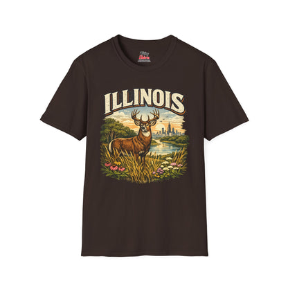 Illinois Wildlife Unisex Softstyle T Shirt State Pride Graphic Tee Collections FS03