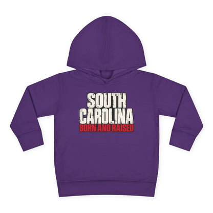 South Carolina Born and Raised Southern Streetwear Unisex Toddler Pullover Fleece Hoodie