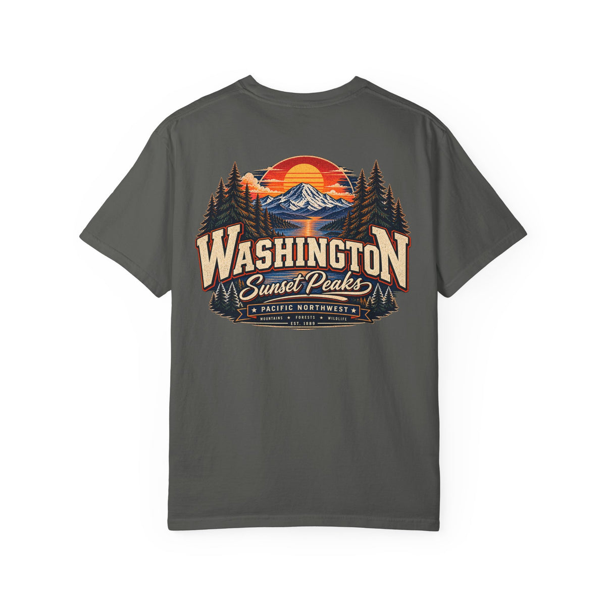Washington Sunset Peaks Unisex Comfort Color 1717 Streetwear Graphic Tee