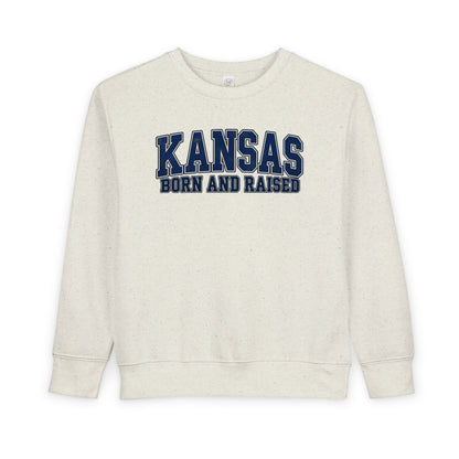 Kansas Born and Raised Classic Collegiate Unisex Toddler Sweatshirt