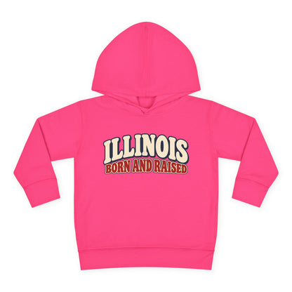 Illinois Born and Raised Retro 1970s Unisex Toddler Pullover Fleece Hoodie