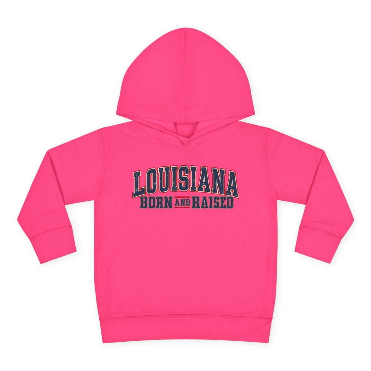 Louisiana Born and Raised Vintage Americana Unisex Toddler Pullover Fleece Hoodie