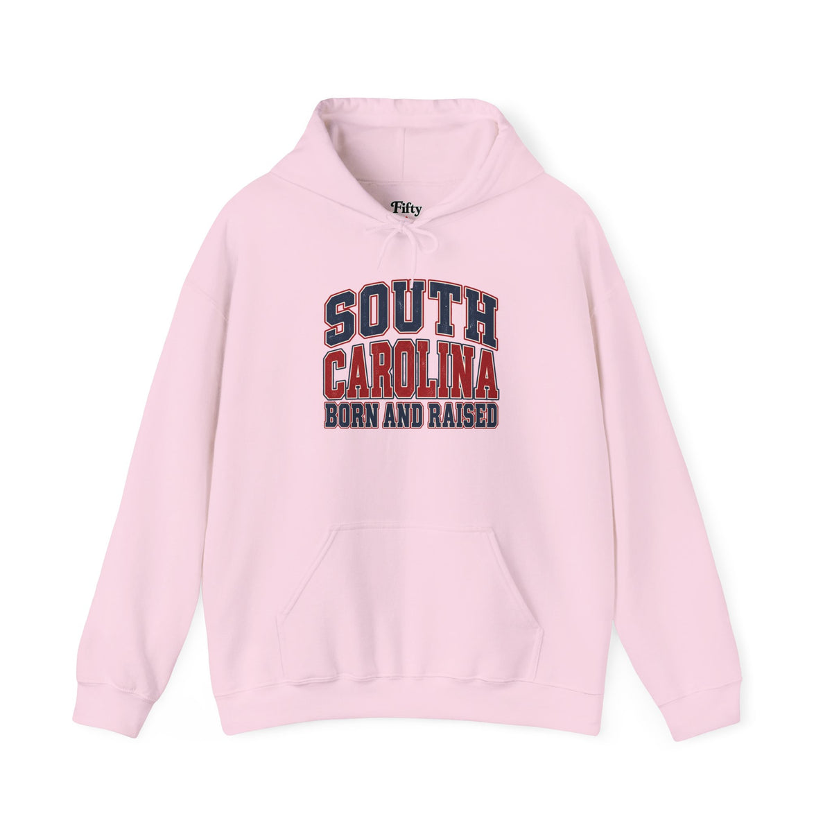 South Carolina Born and Raised Unisex Hoodie State Name Graphic