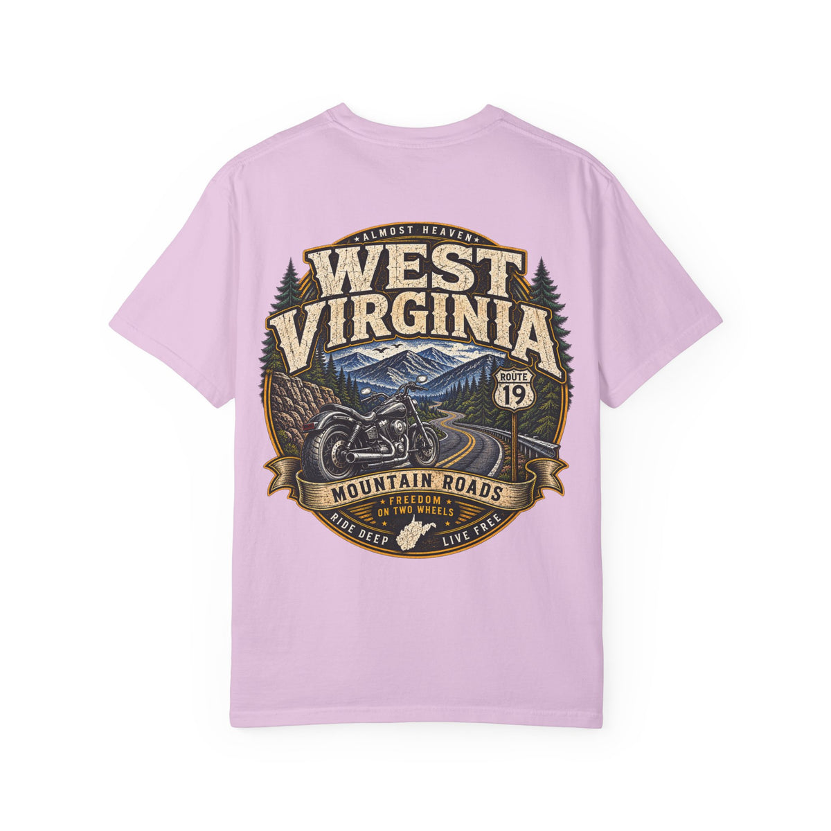 West Virginia Motorcycle Roads Unisex Comfort Color 1717 Streetwear Graphic Tee