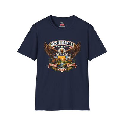 North Dakota Americana Eagle Unisex Softstyle T Shirt State Pride Graphic Tee Collections FS03