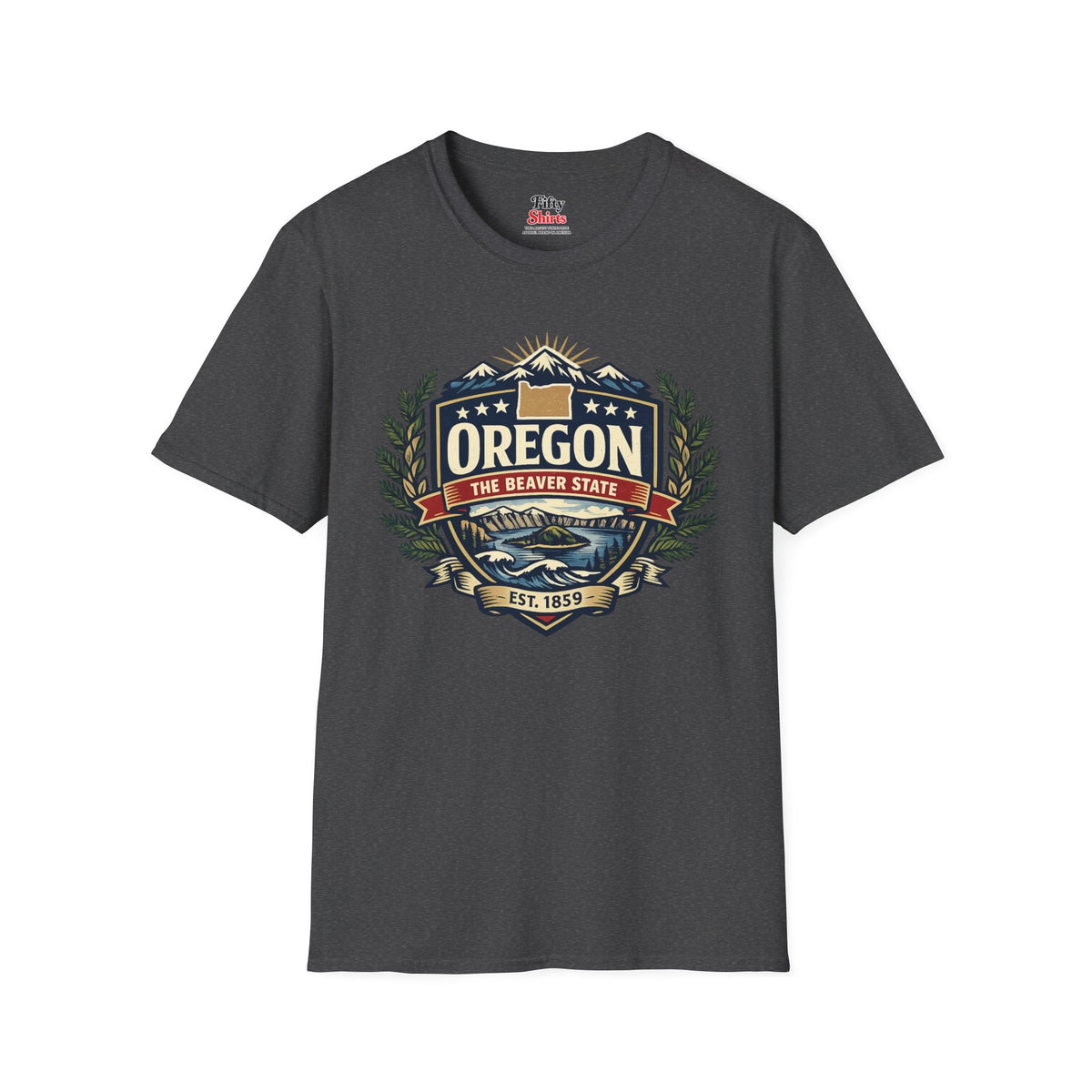 Oregon Heritage Badge Unisex Softstyle T Shirt State Pride Graphic Tee Collections FS03