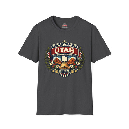 Utah Heritage Badge Unisex Softstyle T Shirt State Pride Graphic Tee Collections FS03