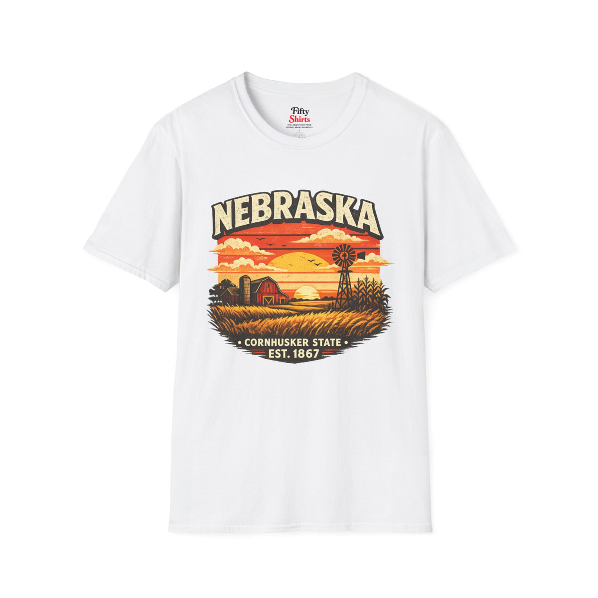 Nebraska Prairie Sunset Unisex Softstyle T Shirt State Pride Graphic Tee Collections FS03