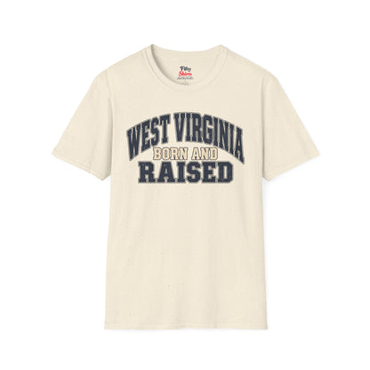West Virginia Born and Raised Unisex Softstyle T Shirt State Name Graphic Tee