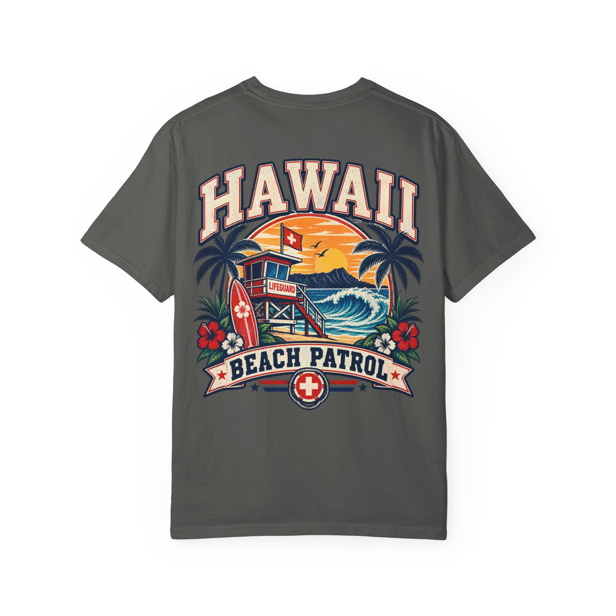 Hawaii Beach Patrol Unisex Comfort Color 1717 Streetwear Graphic Tee