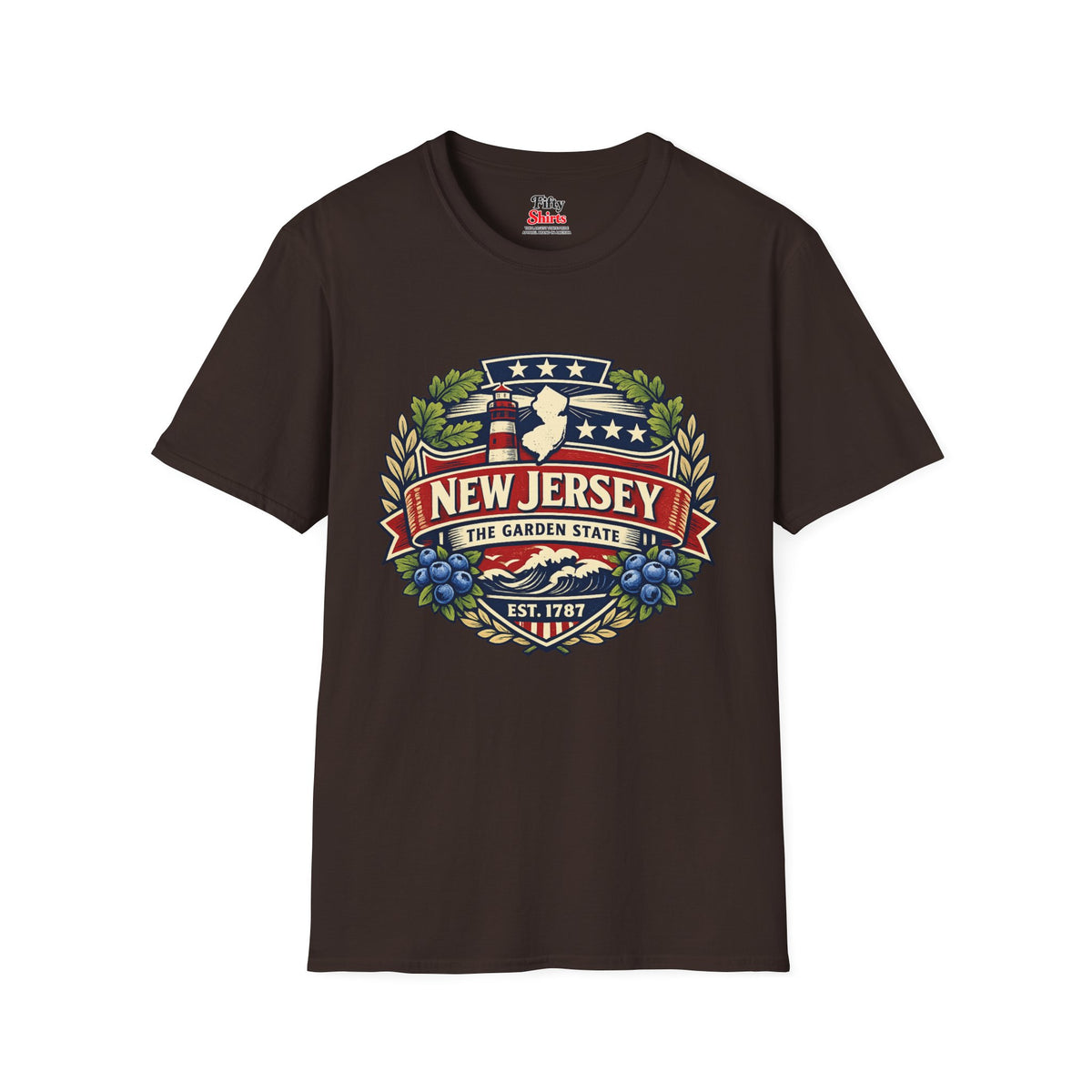 New Jersey Heritage Badge Unisex Softstyle T Shirt State Pride Graphic Tee Collections FS03