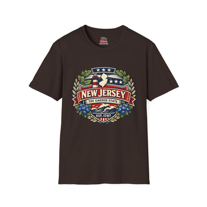 New Jersey Heritage Badge Unisex Softstyle T Shirt State Pride Graphic Tee Collections FS03